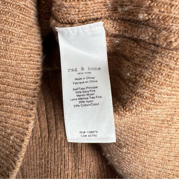 Rag & Bone Maxine Ribbed Polo Collared Sweater in Camel Brown, Size XS - Picture 6 of 9